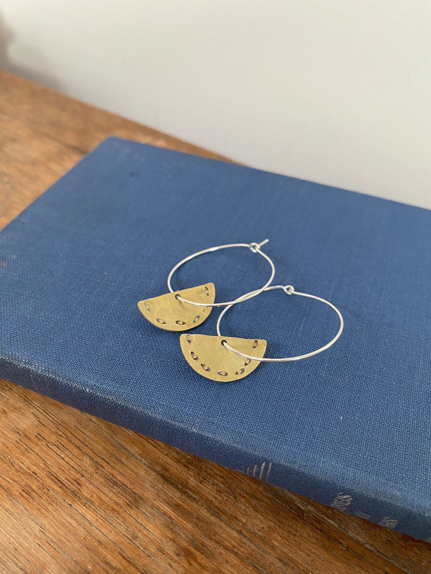 OMMA Raw Brass Semicircle Simple Hoop Earrings