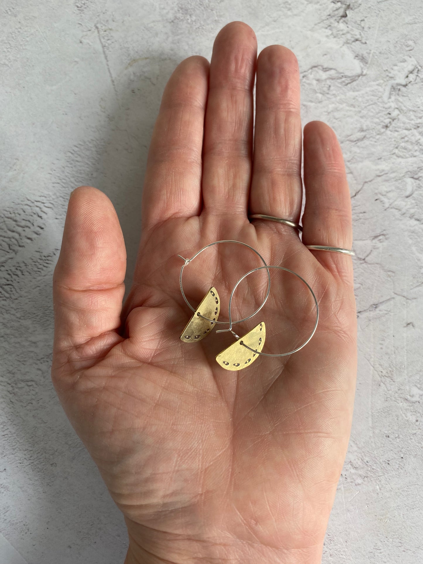 OMMA Raw Brass Semicircle Simple Hoop Earrings