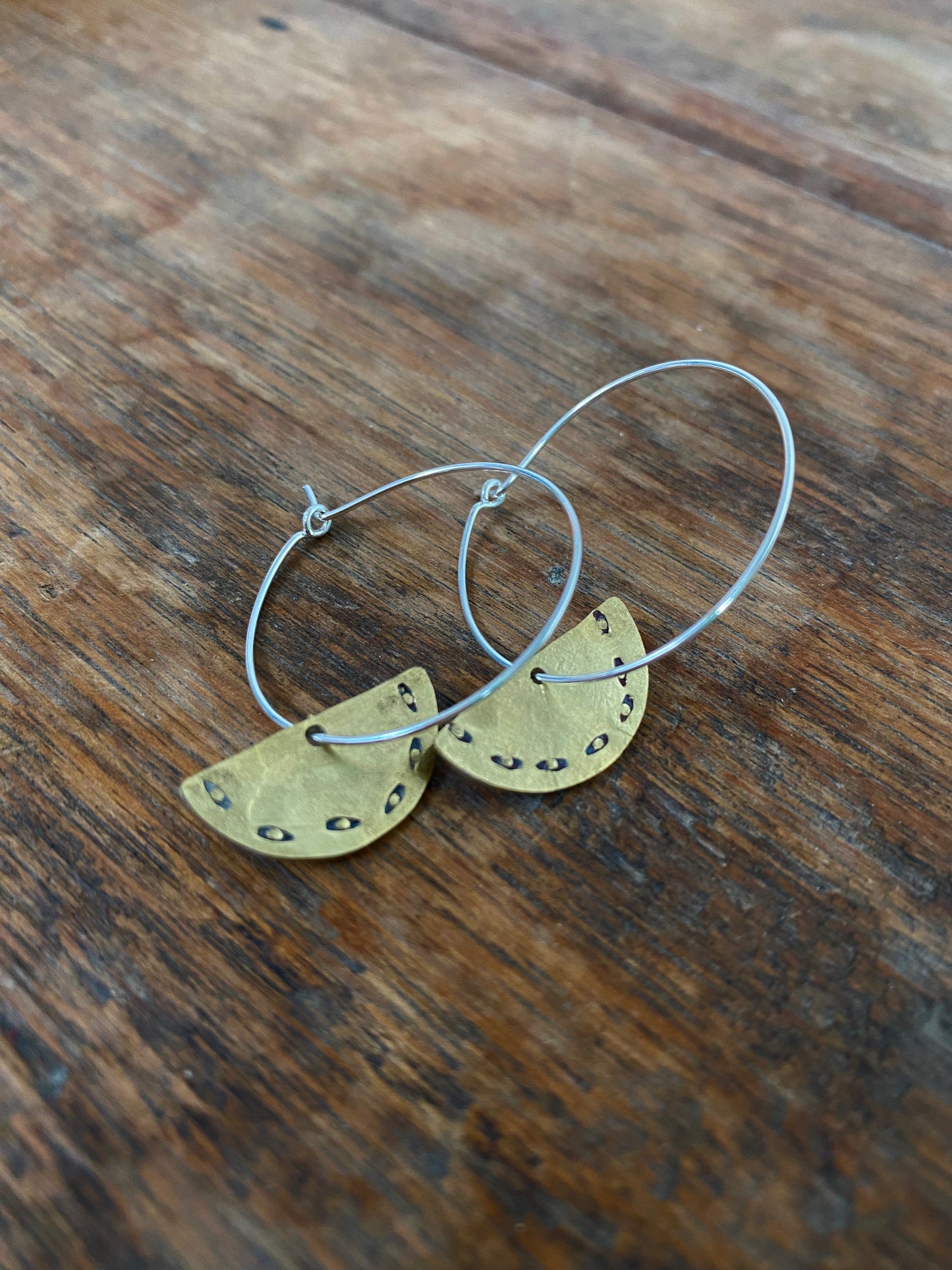 OMMA Raw Brass Semicircle Simple Hoop Earrings