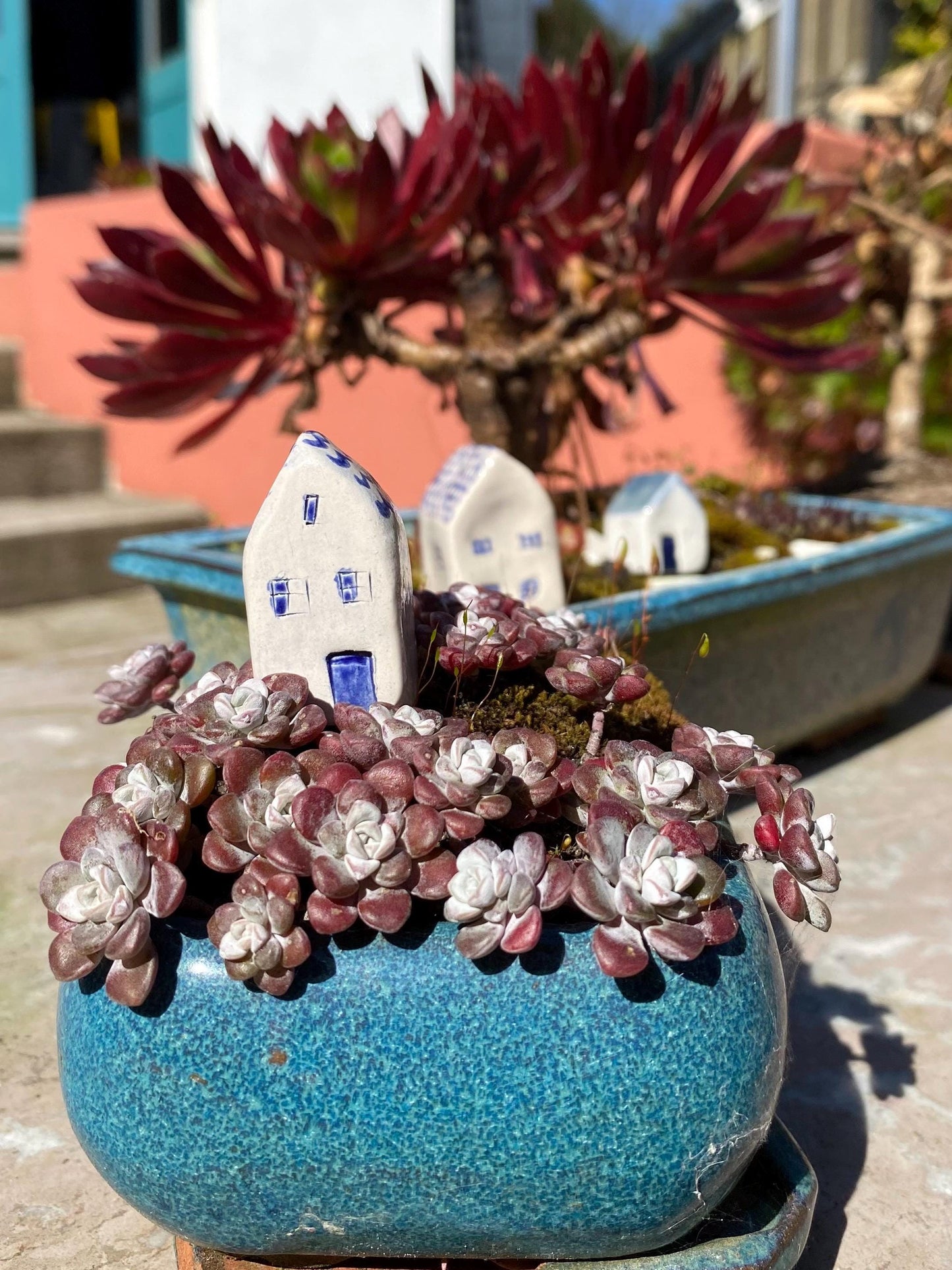 Tiny Ceramic House: Handmade Clay Village Shelf Decor