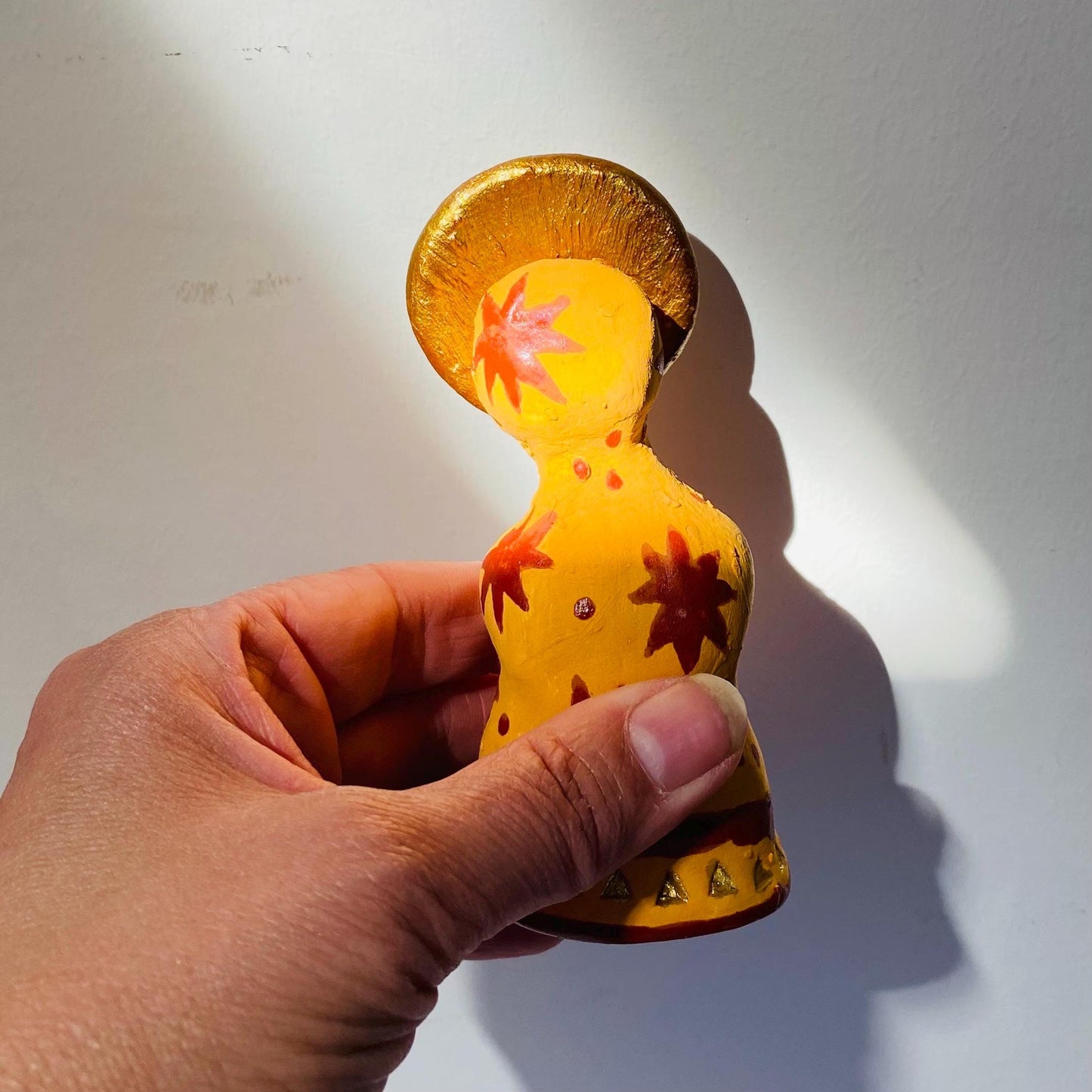 Yellow Red and Gold Altar Woman Shrine Figurine
