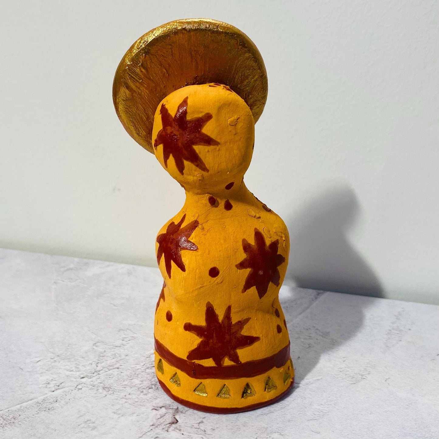 Yellow Red and Gold Altar Woman Shrine Figurine