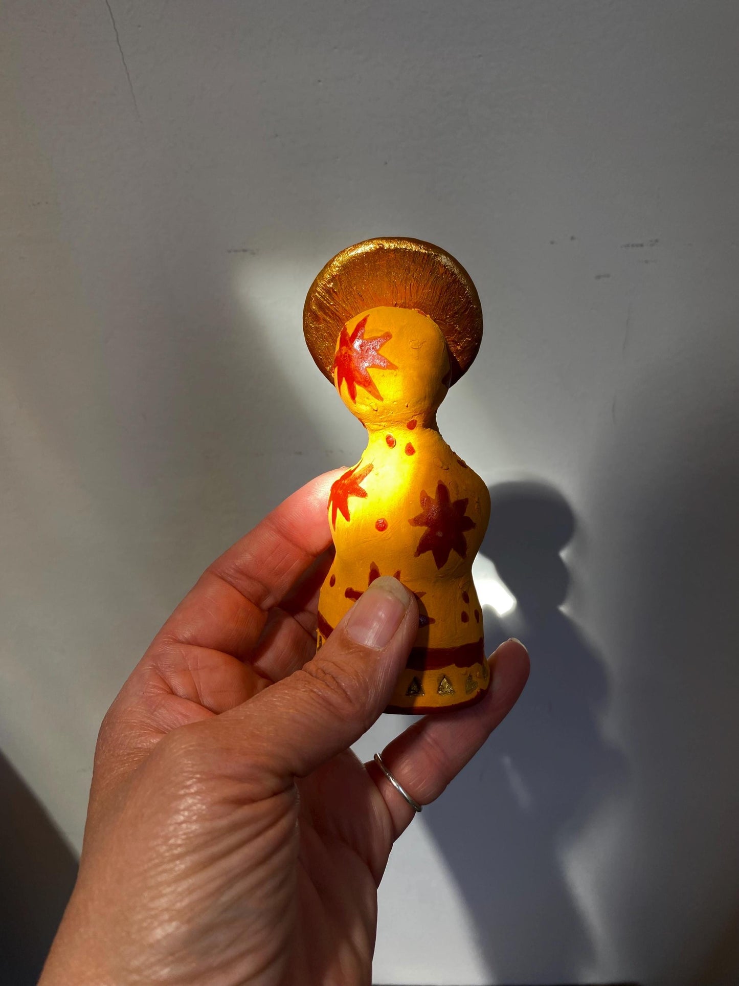 Yellow Red and Gold Altar Woman Shrine Figurine