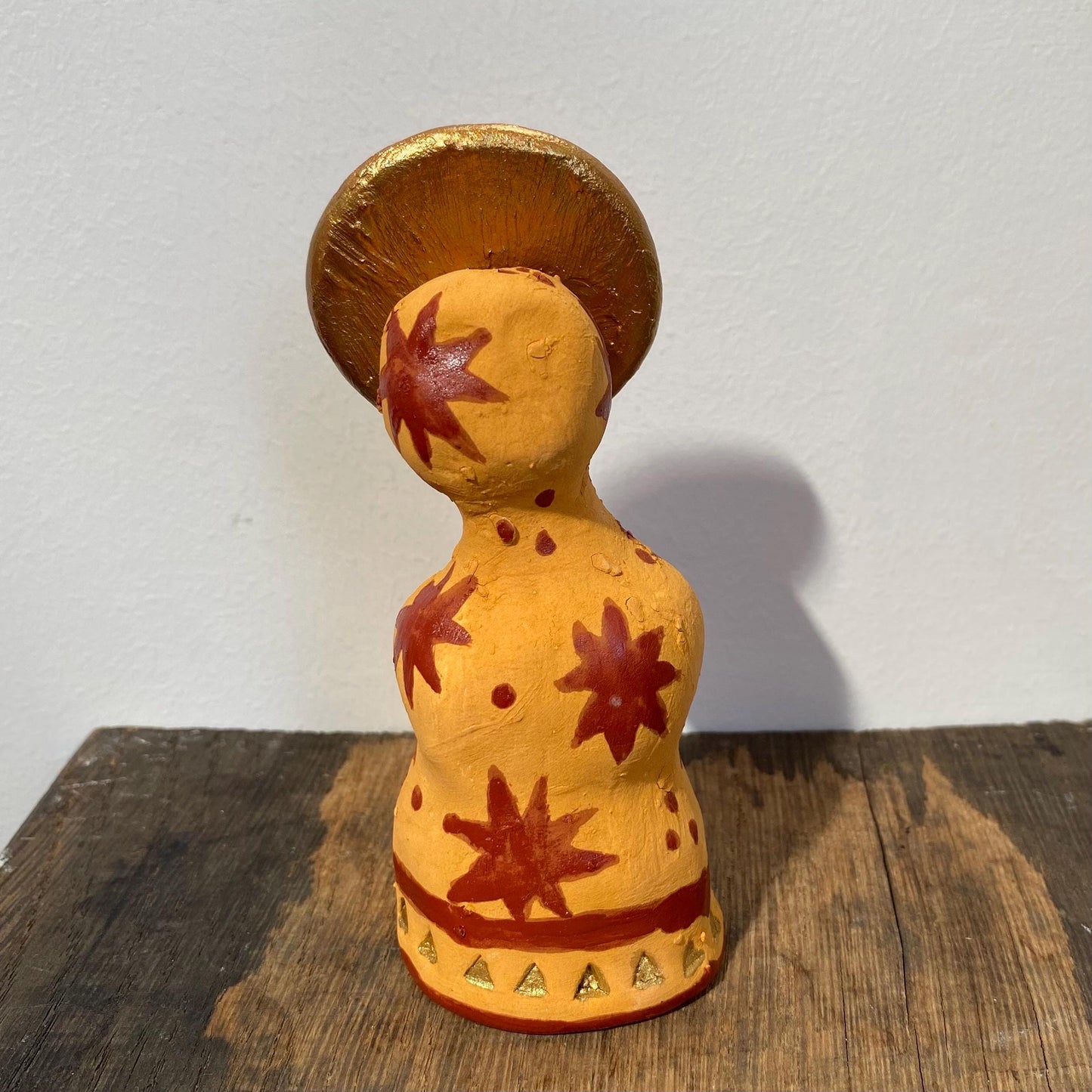 Yellow Red and Gold Altar Woman Shrine Figurine