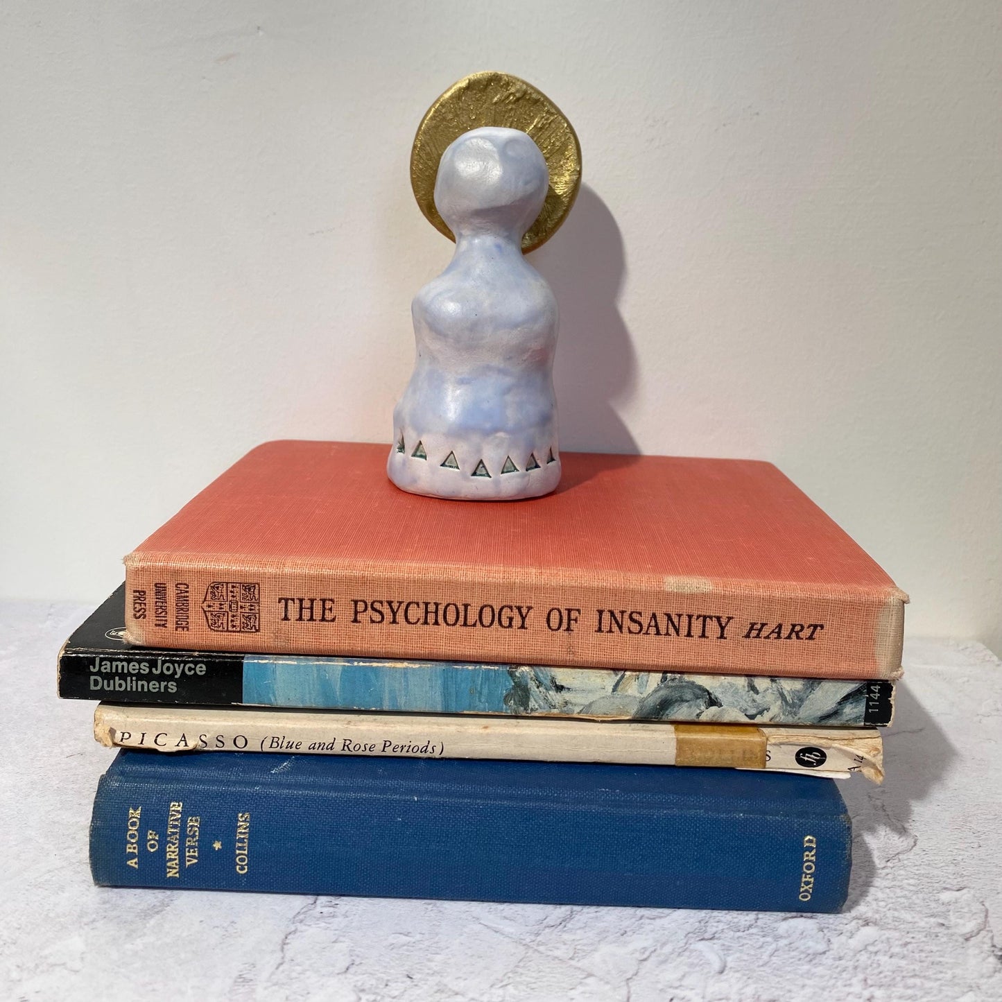 Matte Blue and Gold Altar Woman Shrine Figurine