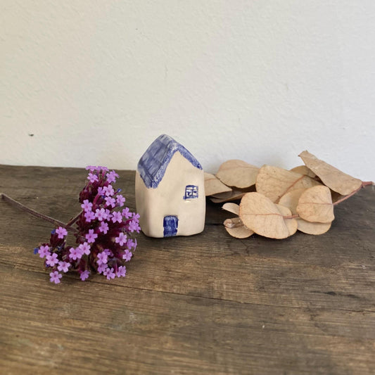 Tiny Ceramic House: Handmade Clay Village Shelf Decor