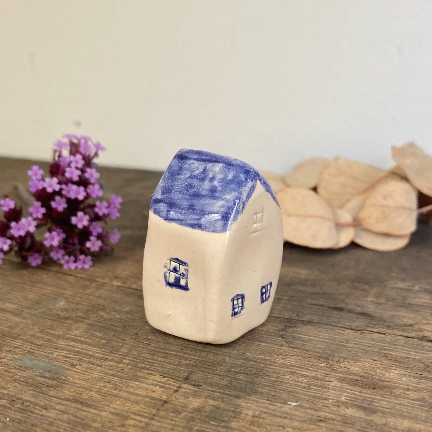 Tiny Ceramic House: Handmade Clay Village Shelf Decor