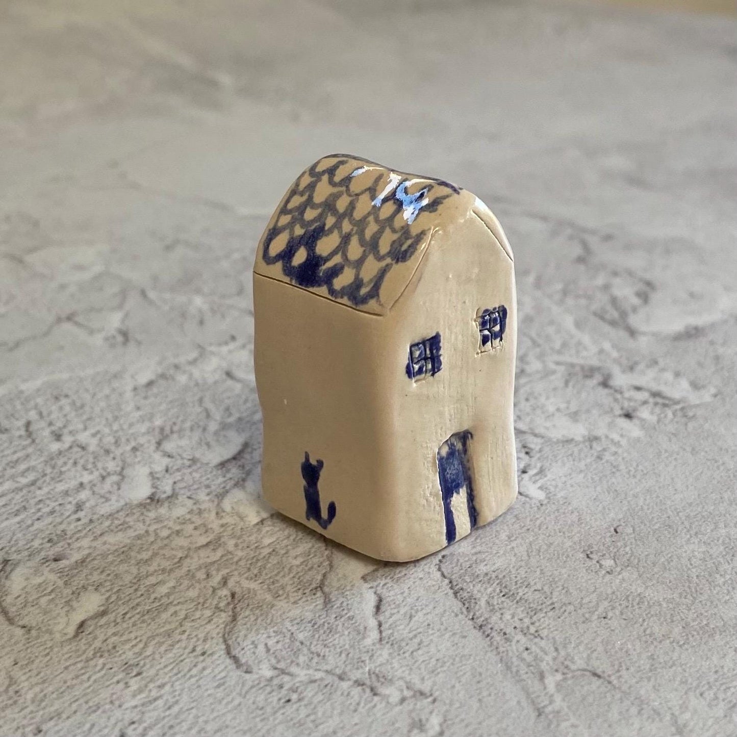Tiny Ceramic House: Handmade Clay Village Shelf Decor
