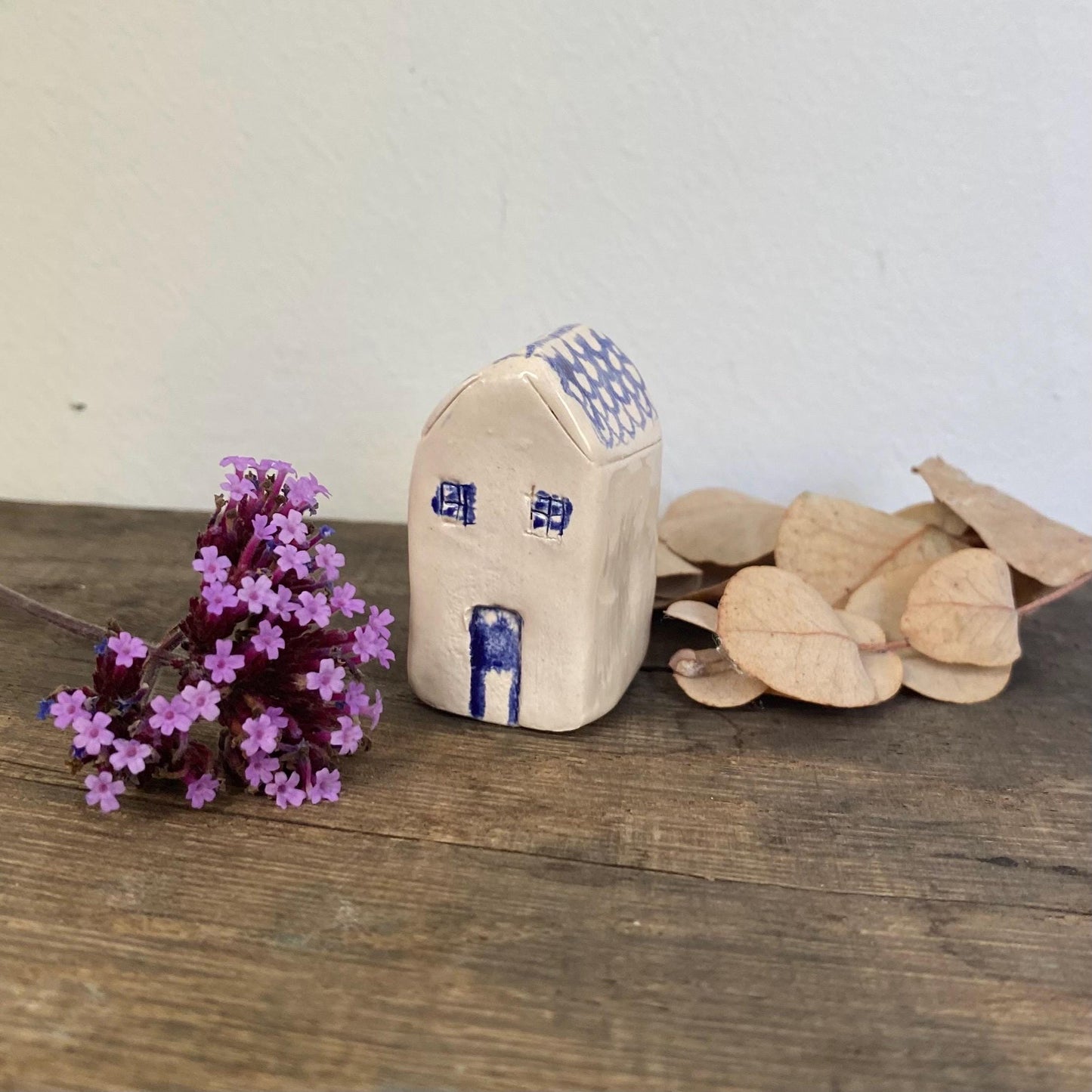 Tiny Ceramic House: Handmade Clay Village Shelf Decor