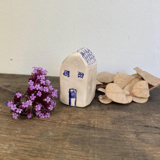 Tiny Ceramic House: Handmade Clay Village Shelf Decor