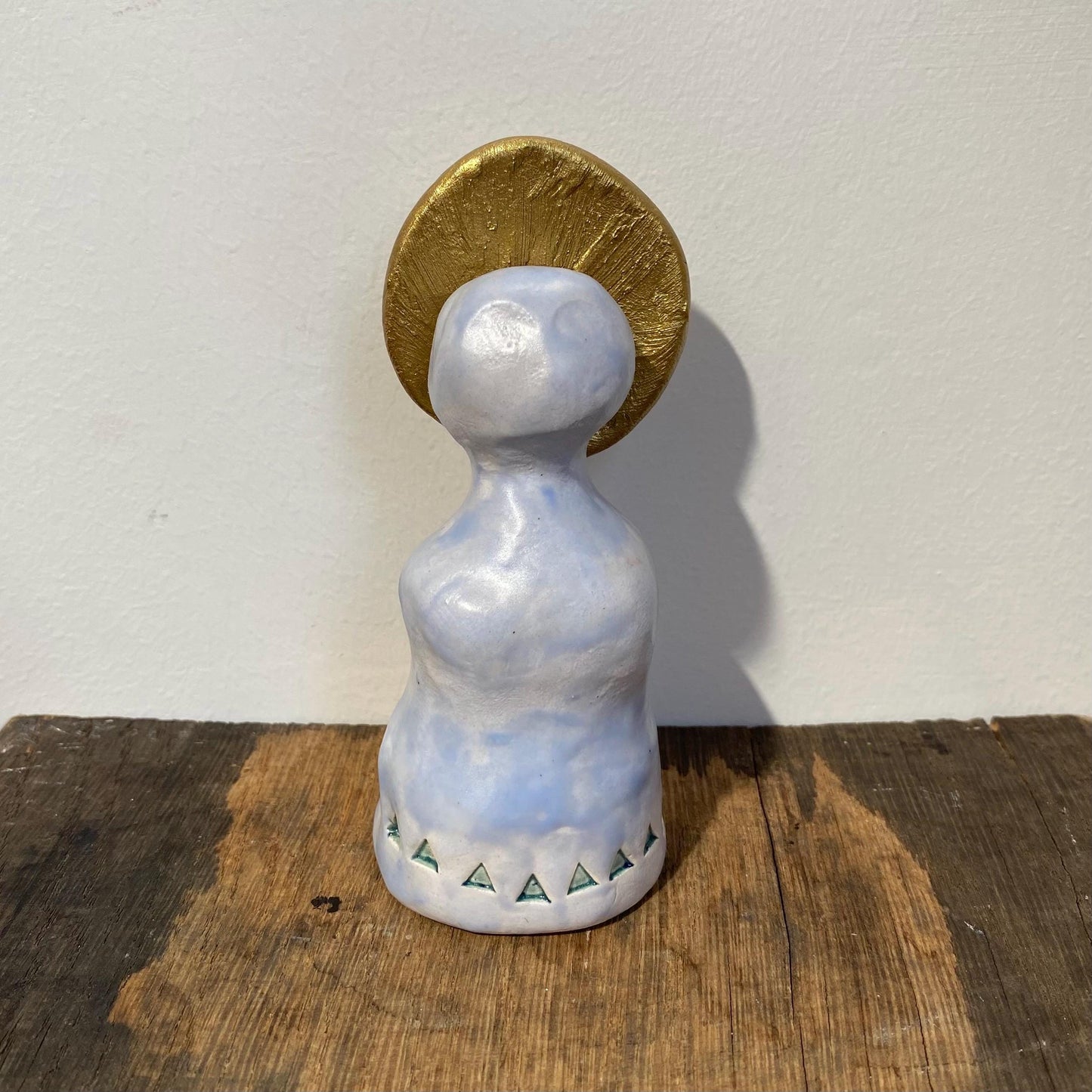 Matte Blue and Gold Altar Woman Shrine Figurine