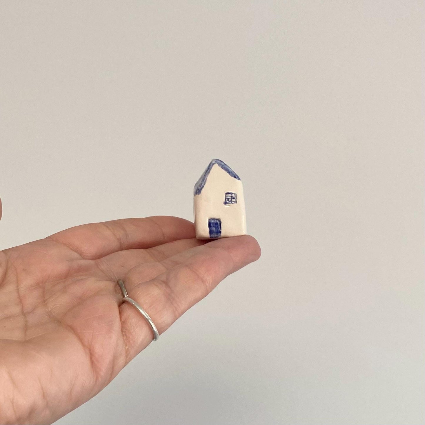 Tiny Ceramic House: Handmade Clay Village Shelf Decor