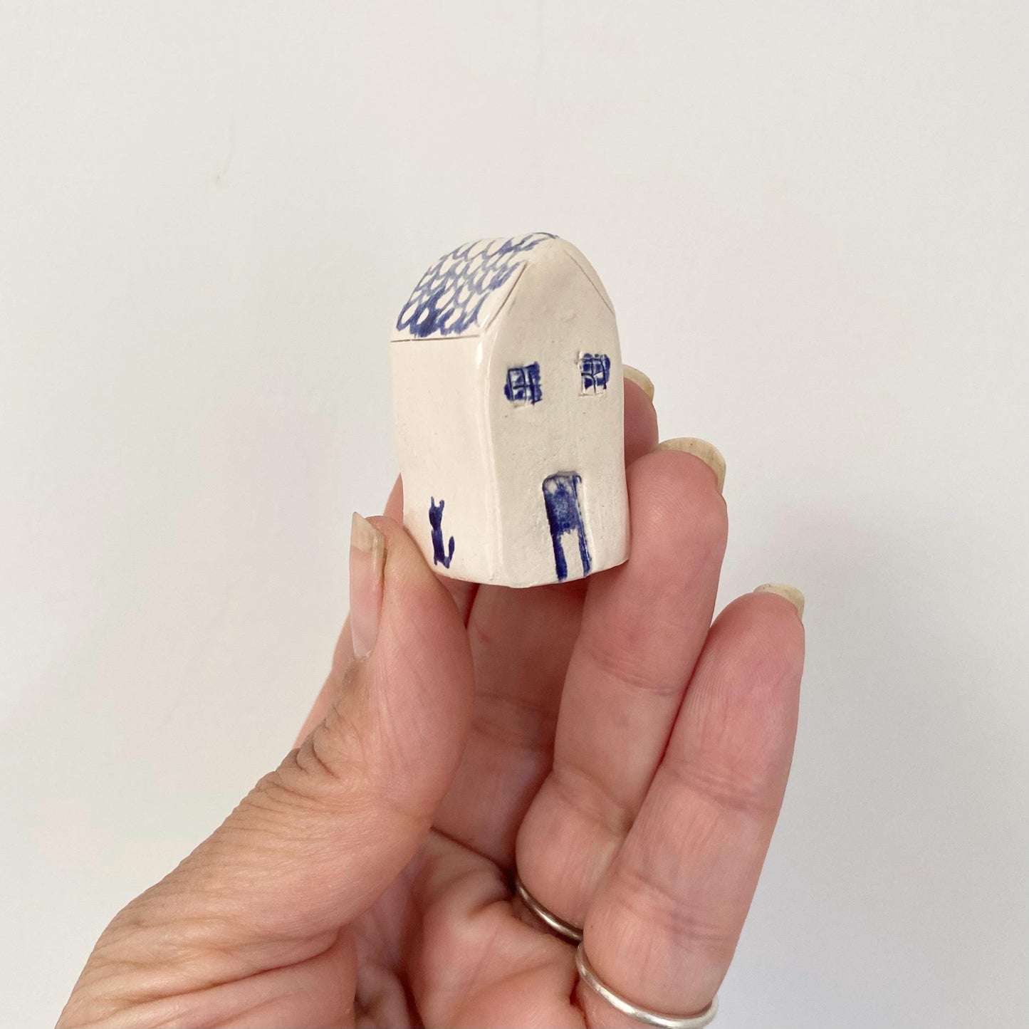 Tiny Ceramic House: Handmade Clay Village Shelf Decor