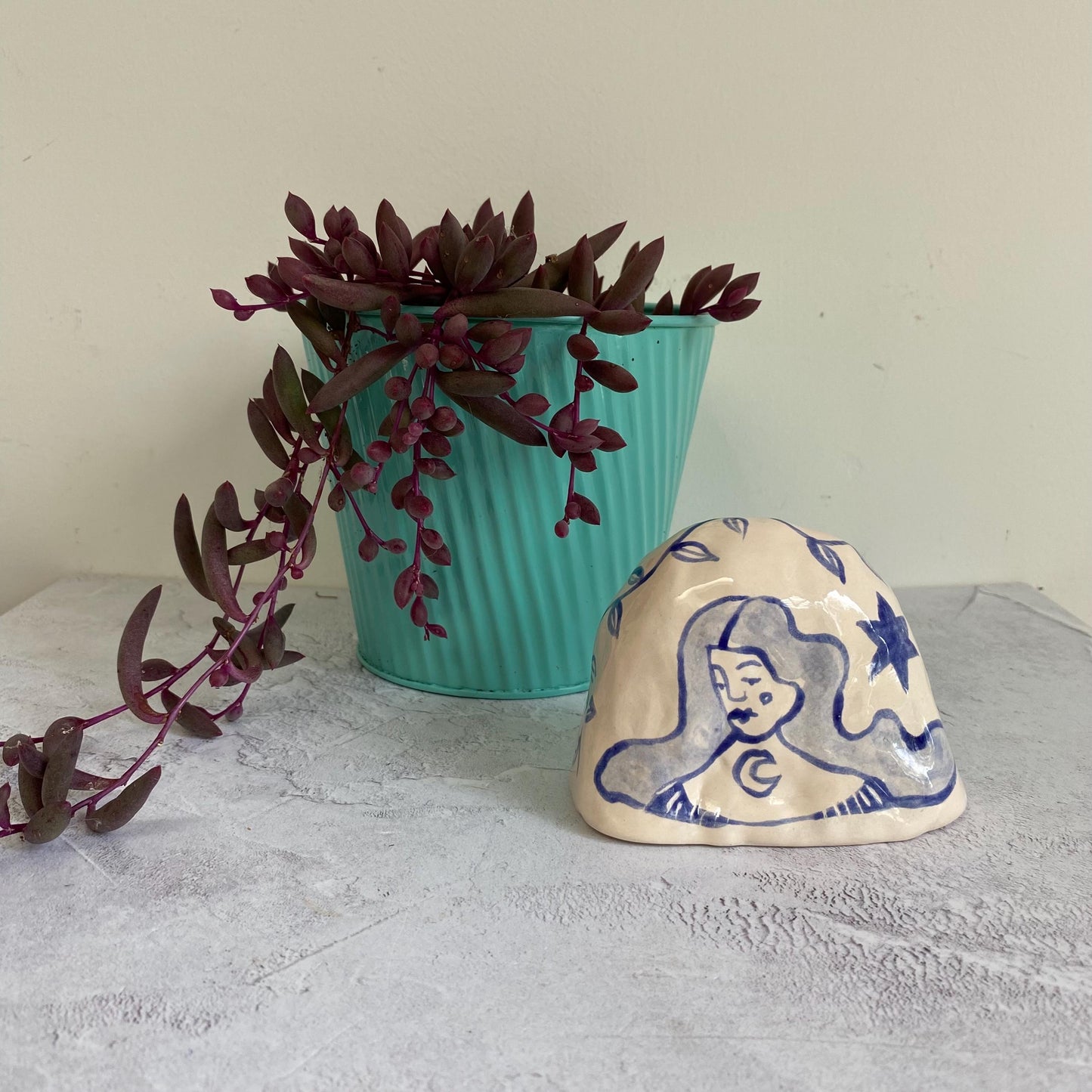 Standing Stone - Stars - Florals - Woman - Mystical- Altar Piece -