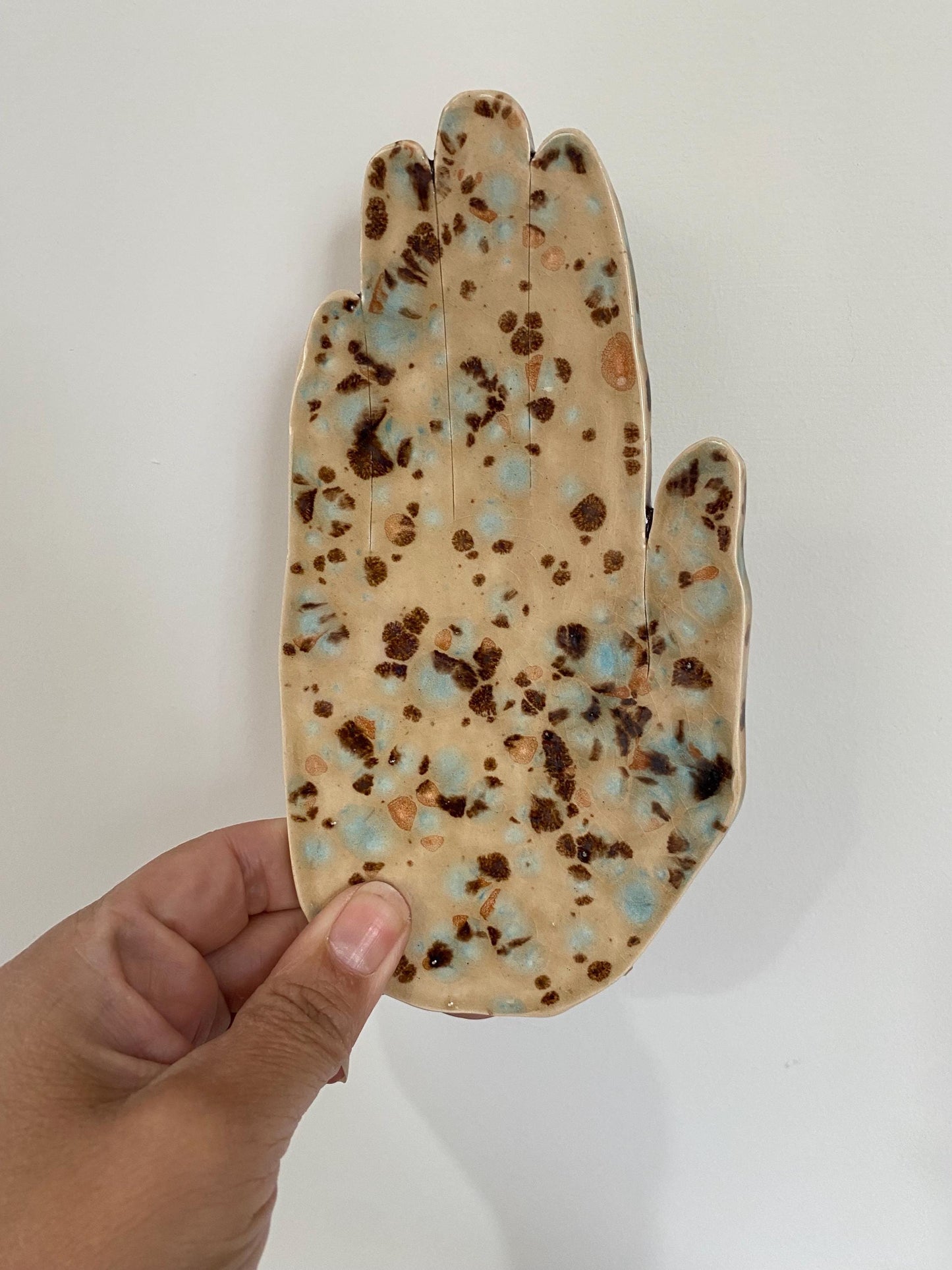 Hand Shaped Trinket Dish - Mottled - Blue and Brown