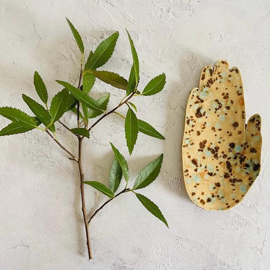 Hand Shaped Trinket Dish - Mottled - Blue and Brown
