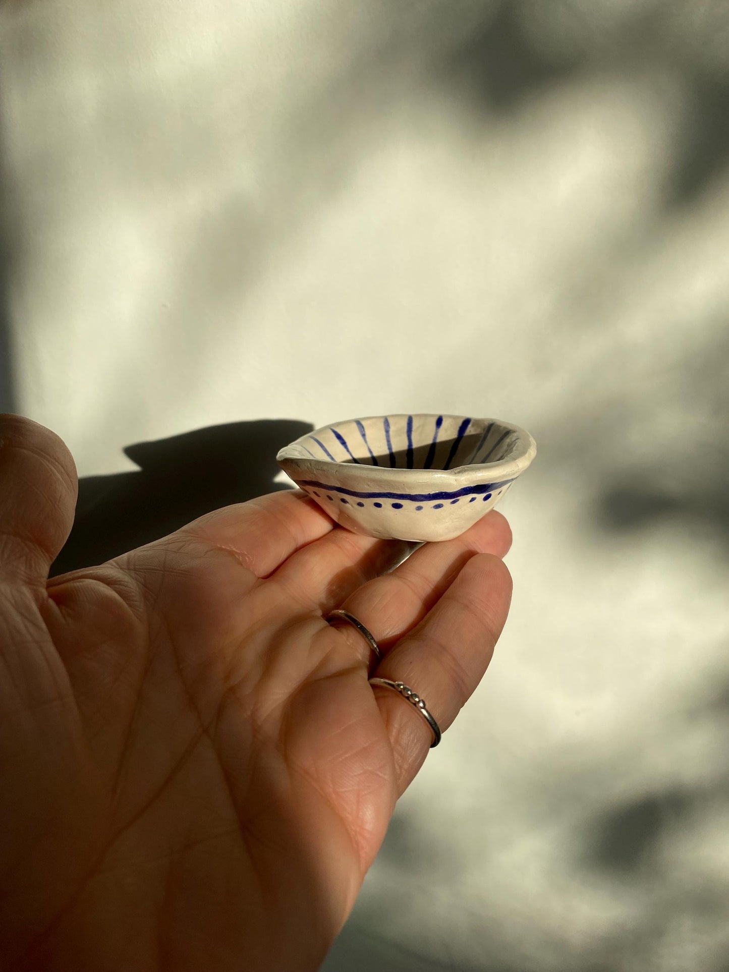 Ceramic Trinket Dish - Decorative Bowl - Ring Dish -  Sun Design