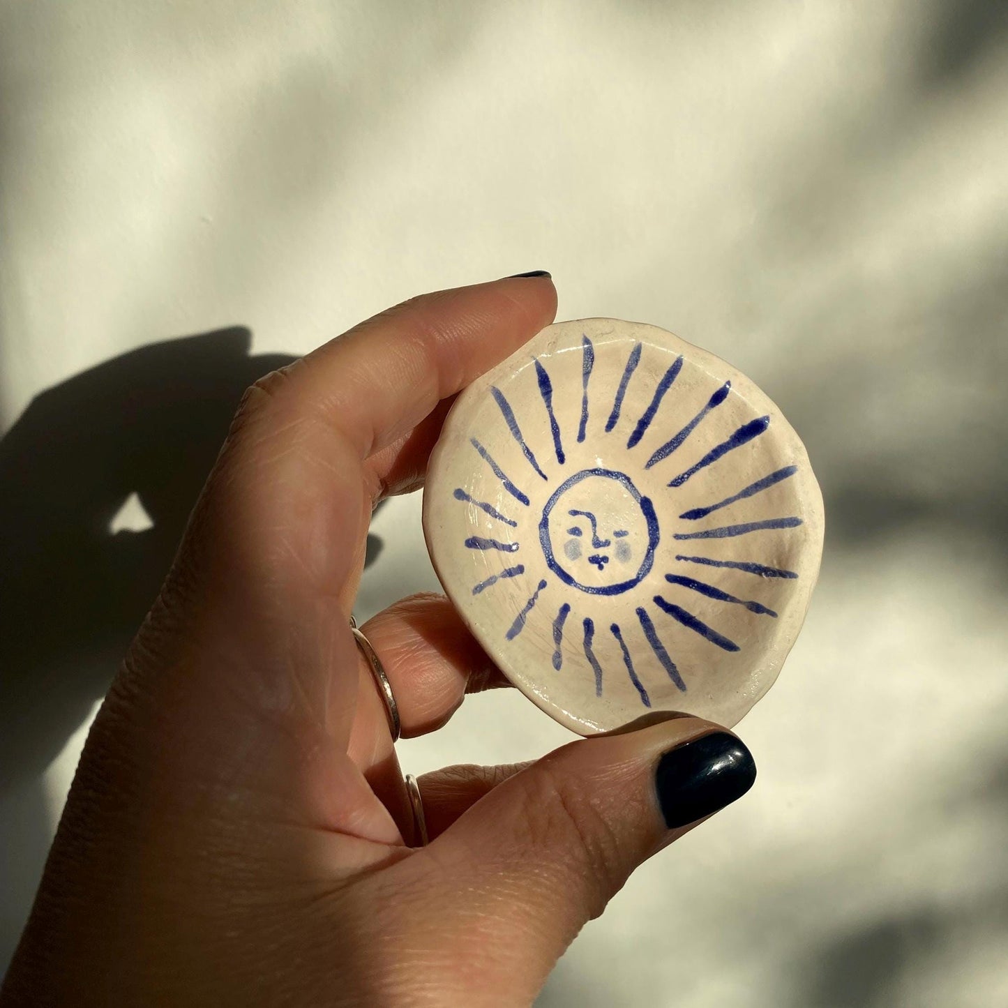 Ceramic Trinket Dish - Decorative Bowl - Ring Dish -  Sun Design