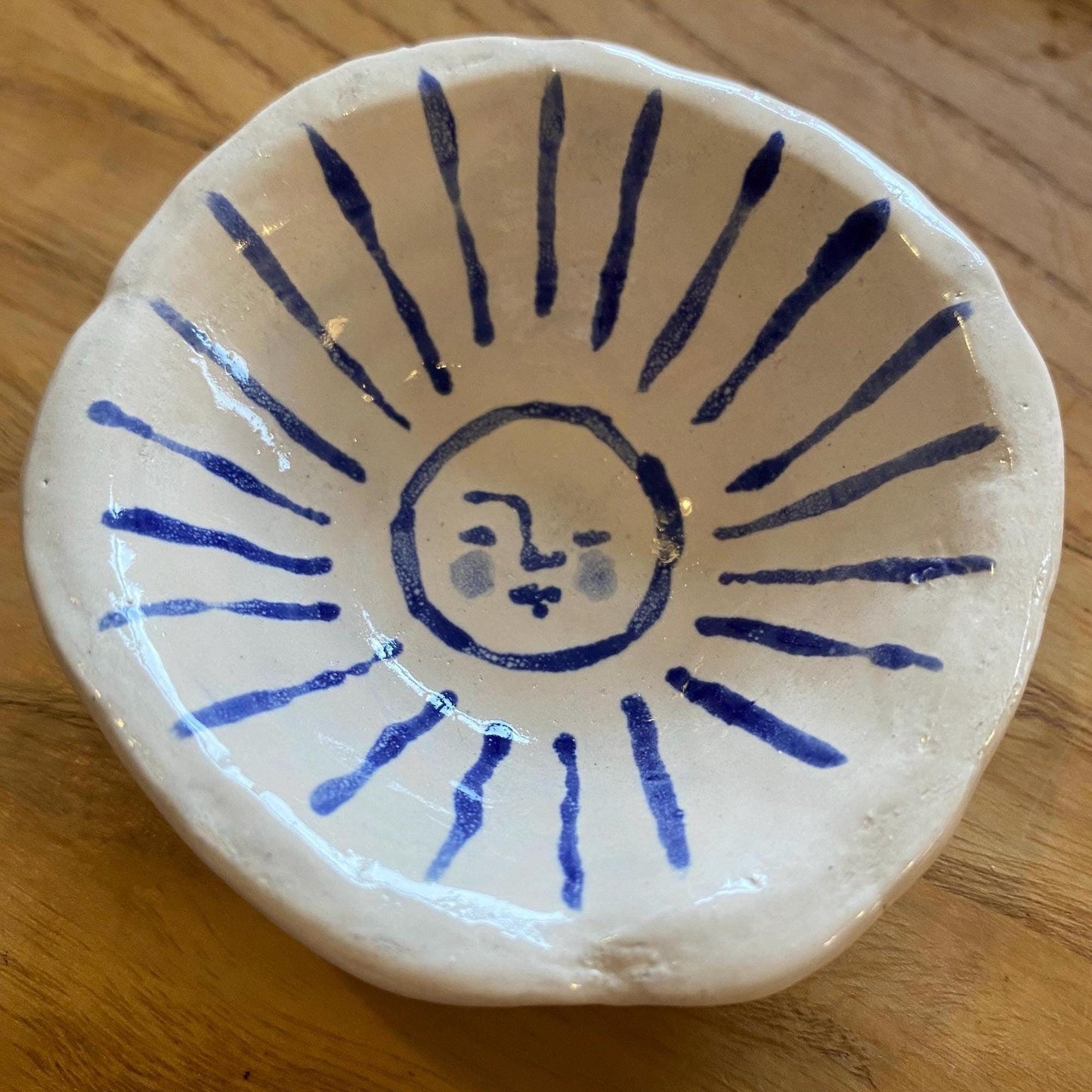 Ceramic Trinket Dish - Decorative Bowl - Ring Dish -  Sun Design