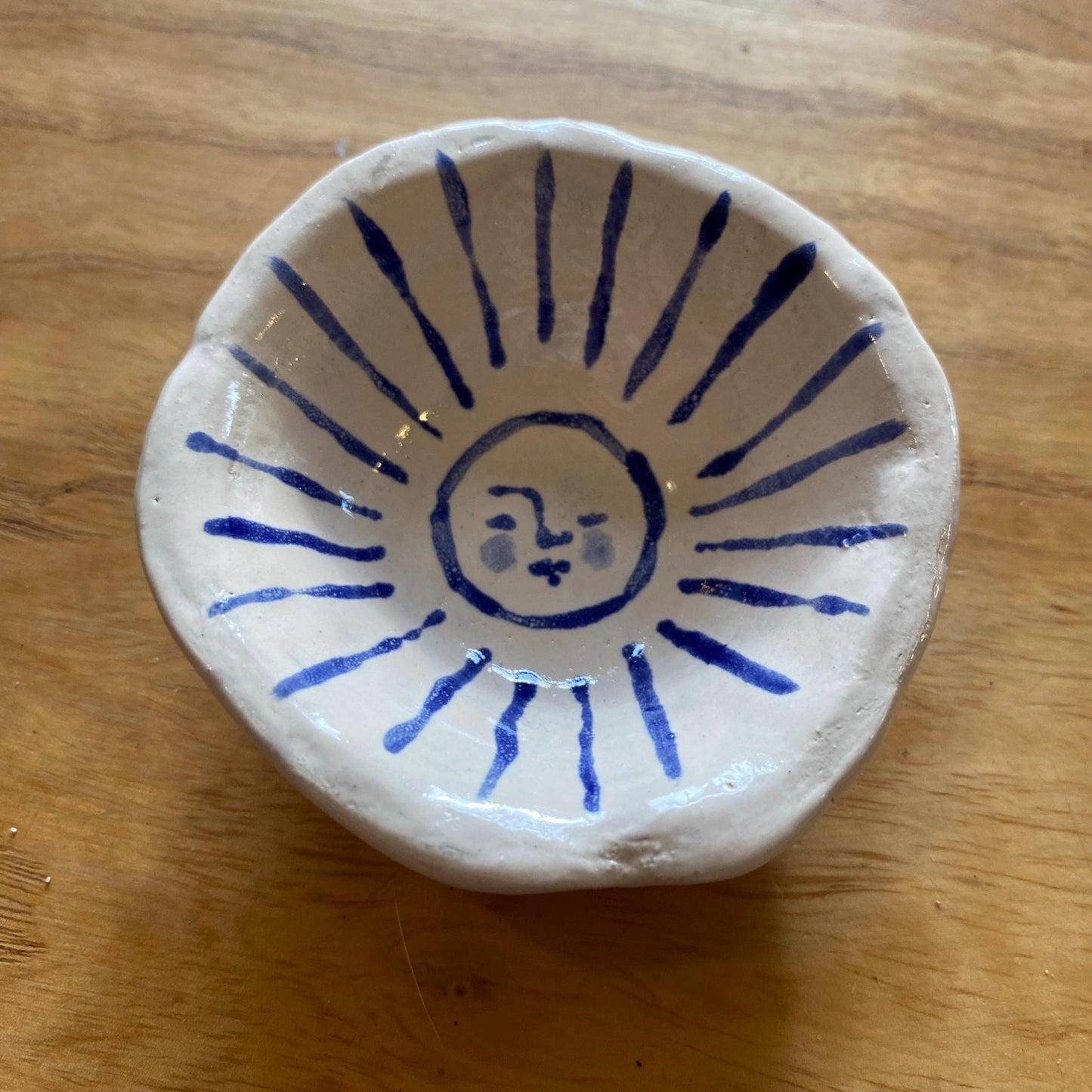 Ceramic Trinket Dish - Decorative Bowl - Ring Dish -  Sun Design