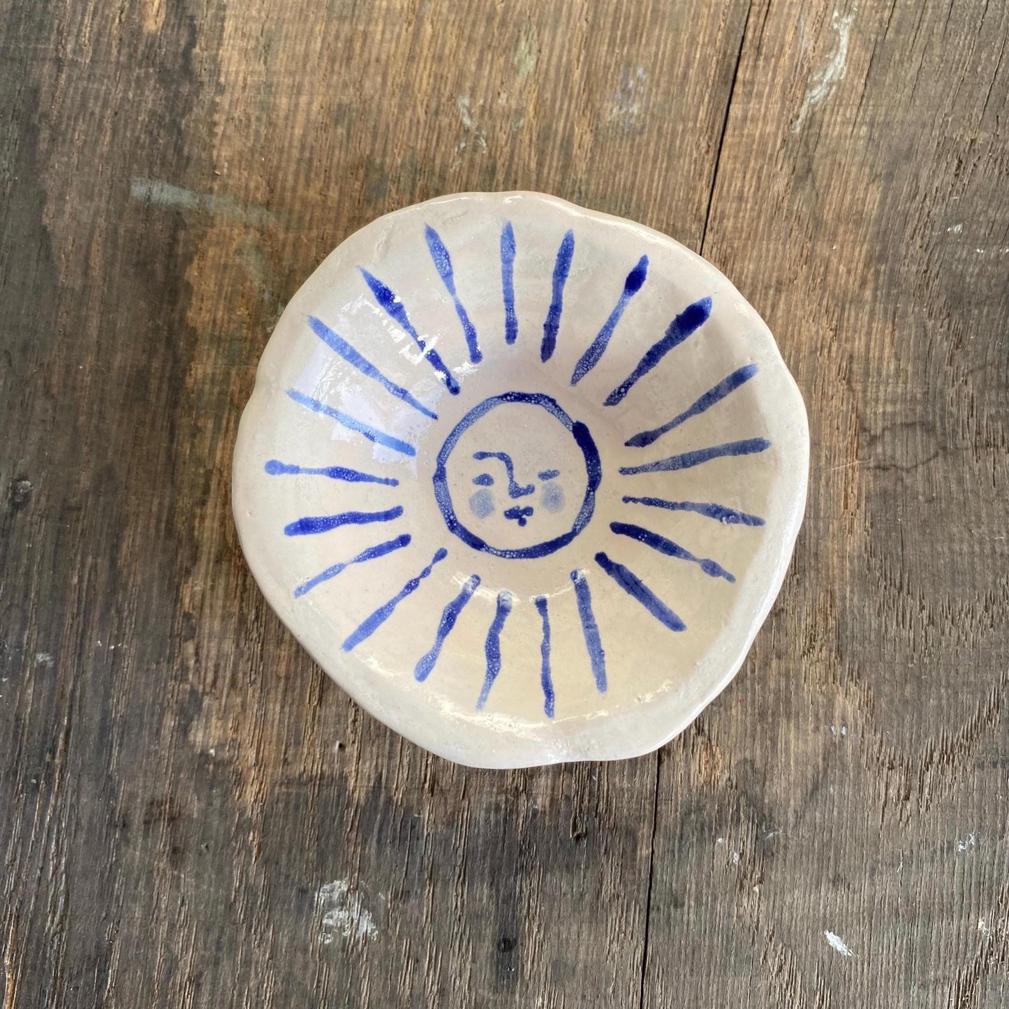 Ceramic Trinket Dish - Decorative Bowl - Ring Dish -  Sun Design