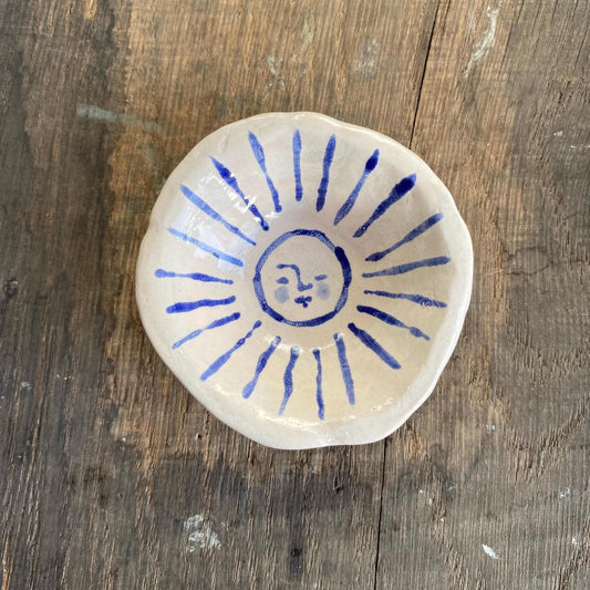 Ceramic Trinket Dish - Decorative Bowl - Ring Dish -  Sun Design