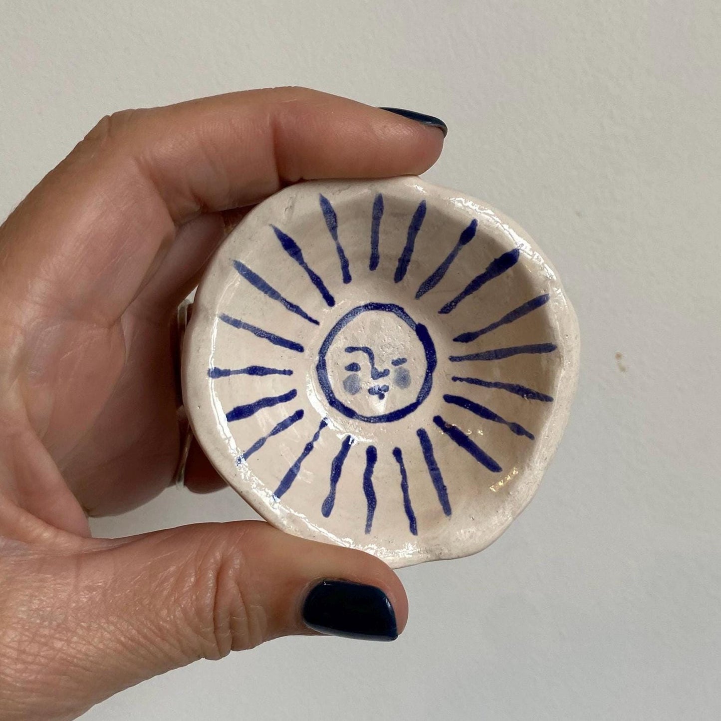 Ceramic Trinket Dish - Decorative Bowl - Ring Dish -  Sun Design