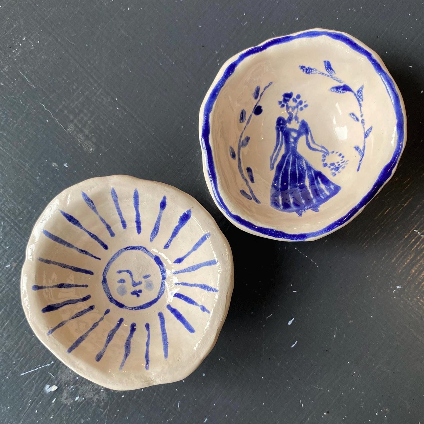 Ceramic Trinket Dish - Decorative Bowl - Ring Dish -  Lady - Figure