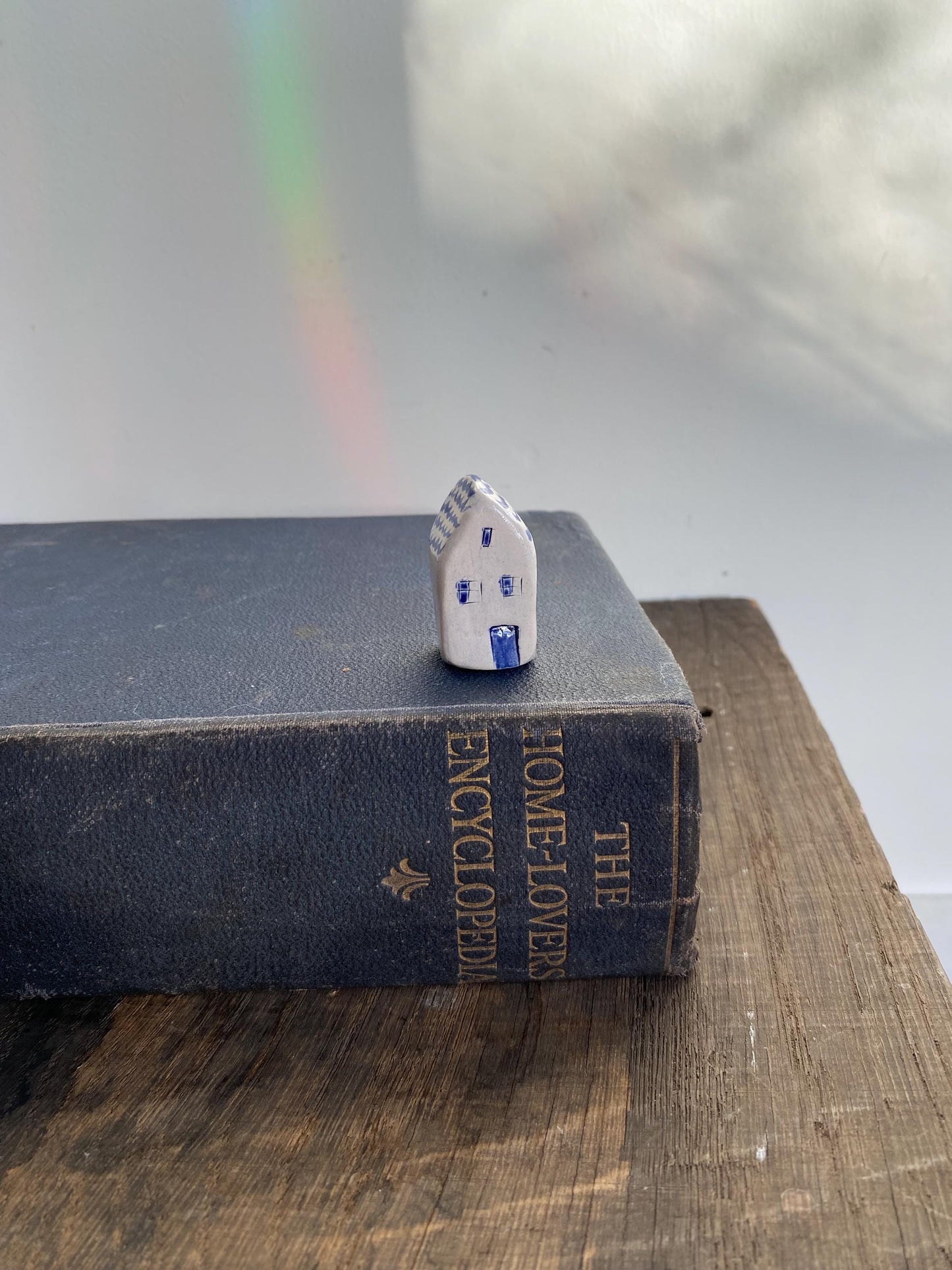 Tiny Wonky Ceramic House: Handmade Clay Village Shelf Decor