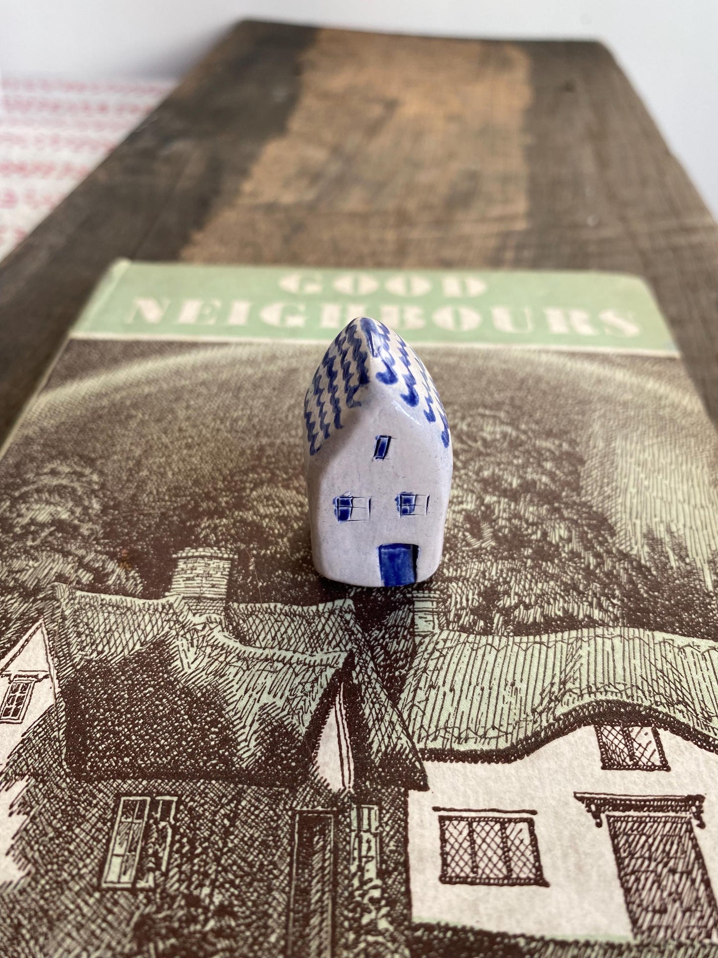 Tiny Wonky Ceramic House: Handmade Clay Village Shelf Decor