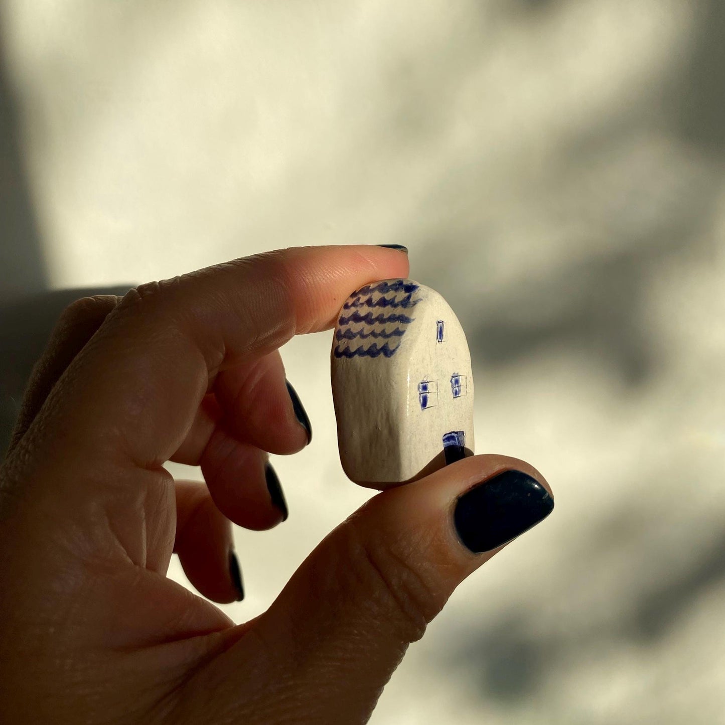 Tiny Wonky Ceramic House: Handmade Clay Village Shelf Decor