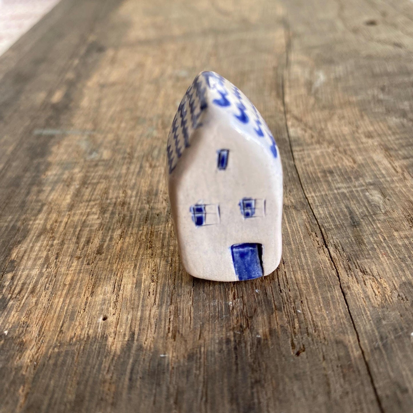 Tiny Wonky Ceramic House: Handmade Clay Village Shelf Decor