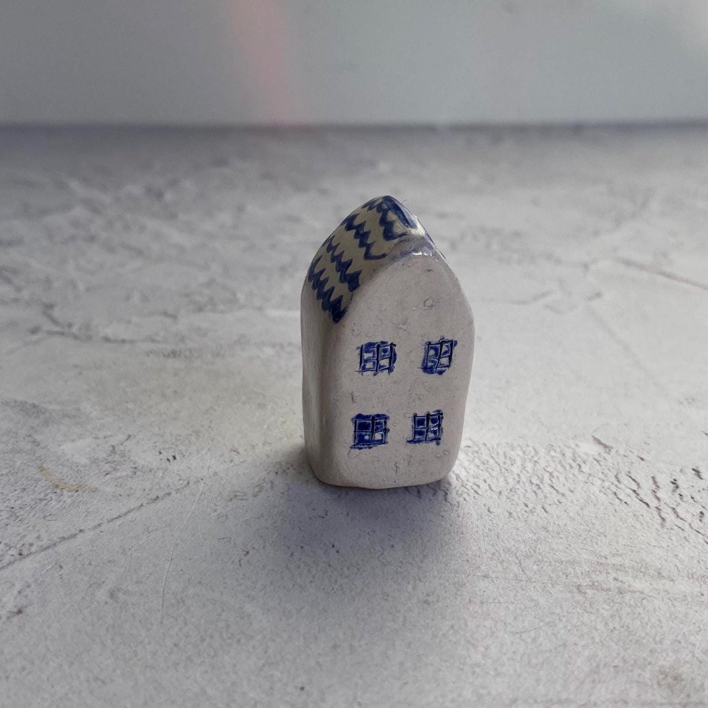 Tiny Wonky Ceramic House: Handmade Clay Village Shelf Decor