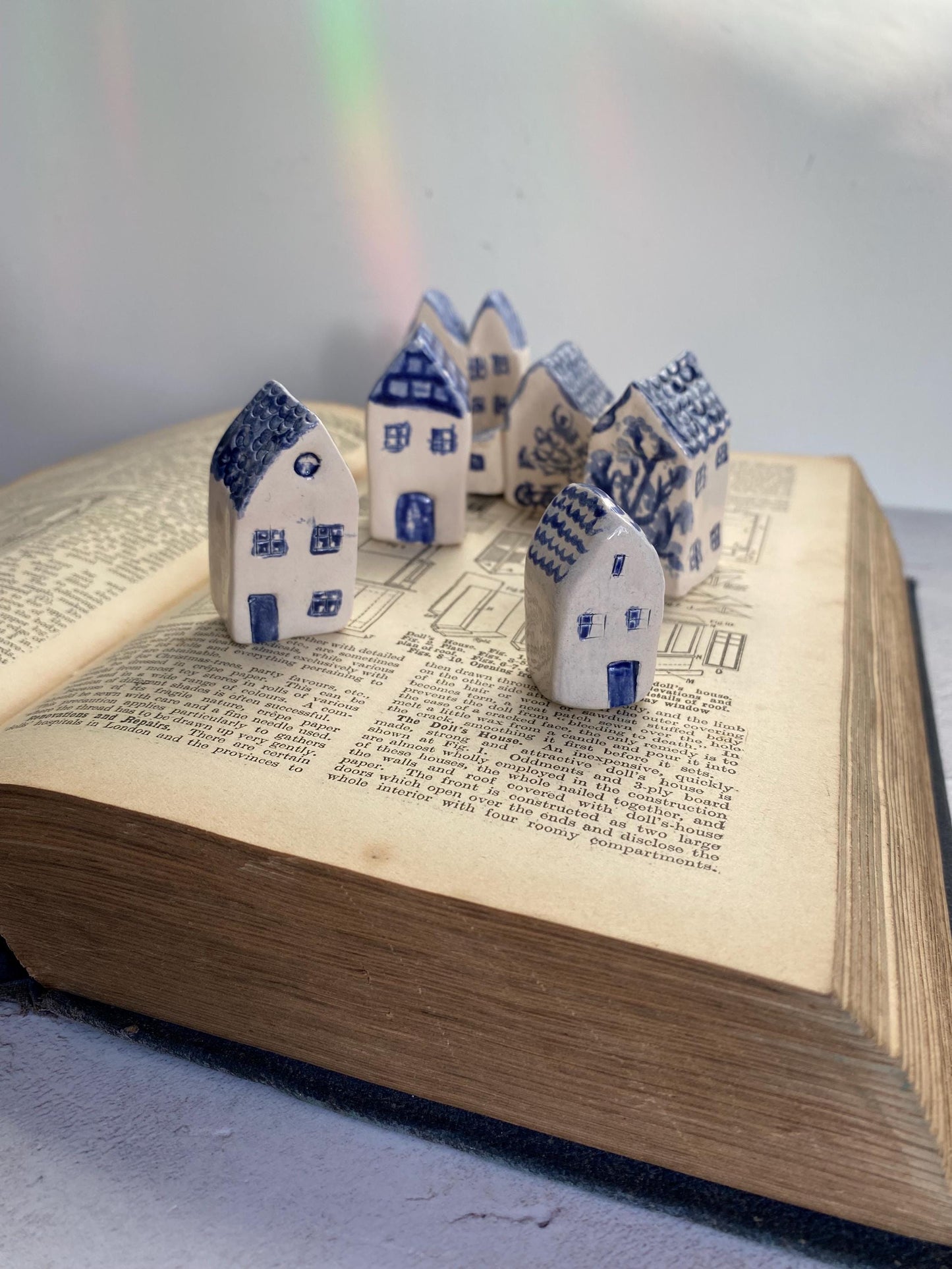 Tiny Wonky Ceramic House: Handmade Clay Village Shelf Decor