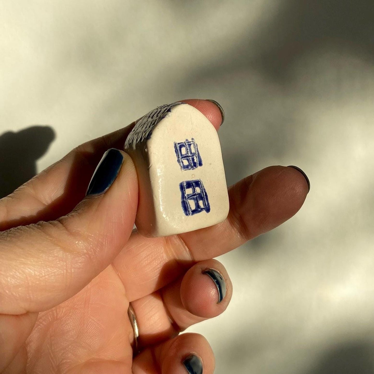 Tiny Wonky Ceramic House: Handmade Clay Village Shelf Decor