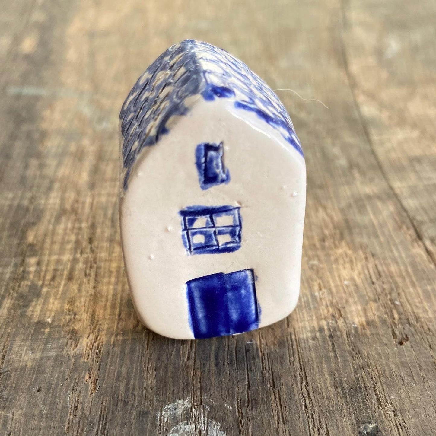 Tiny Wonky Ceramic House: Handmade Clay Village Shelf Decor