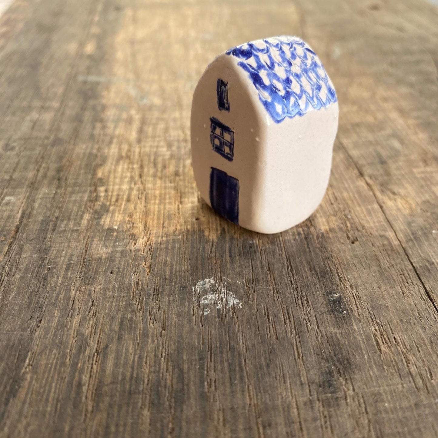 Tiny Wonky Ceramic House: Handmade Clay Village Shelf Decor