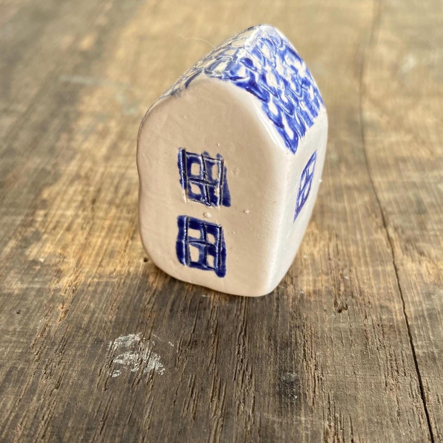 Tiny Wonky Ceramic House: Handmade Clay Village Shelf Decor