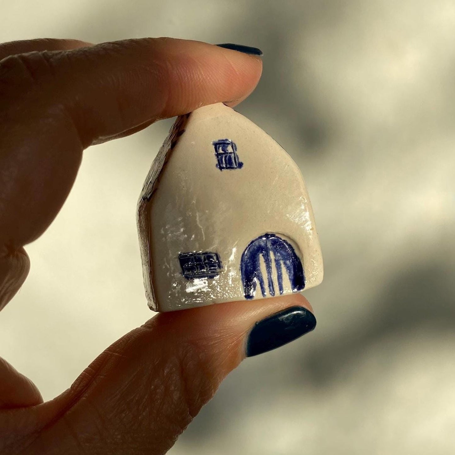 Tiny Wonky Ceramic House: Handmade Clay Village Shelf Decor