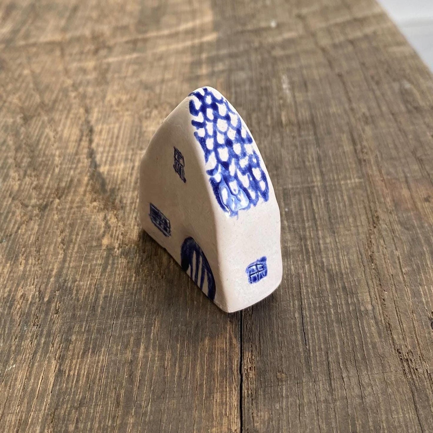 Tiny Wonky Ceramic House: Handmade Clay Village Shelf Decor
