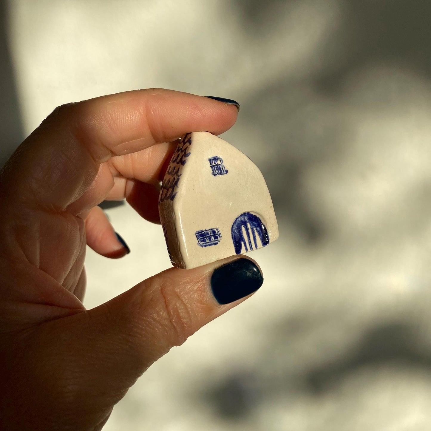 Tiny Wonky Ceramic House: Handmade Clay Village Shelf Decor