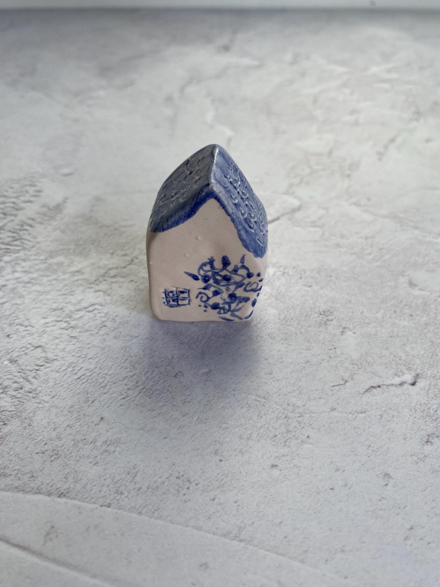 Tiny Wonky Ceramic House: Handmade Clay Village Shelf Decor