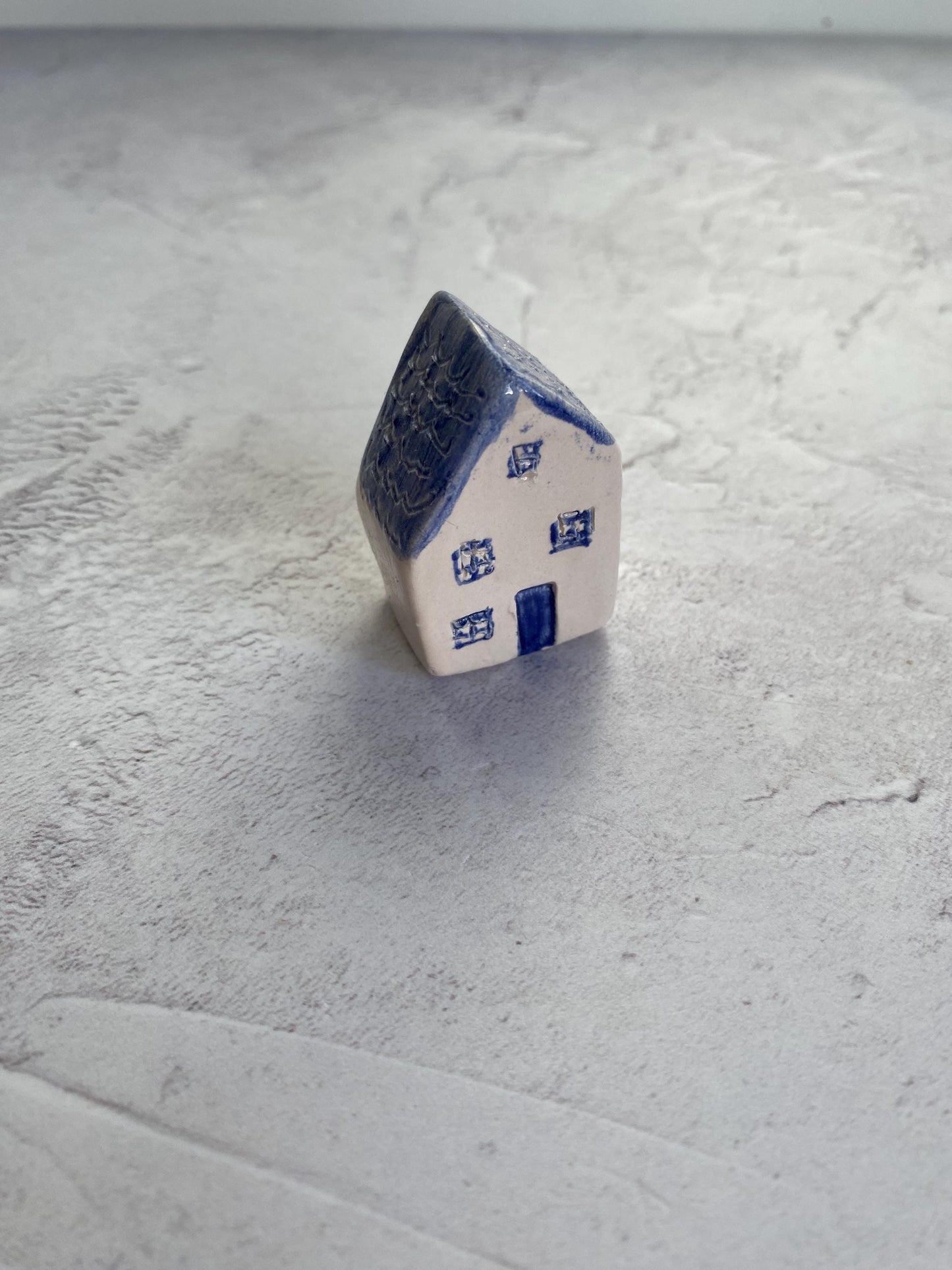 Tiny Wonky Ceramic House: Handmade Clay Village Shelf Decor