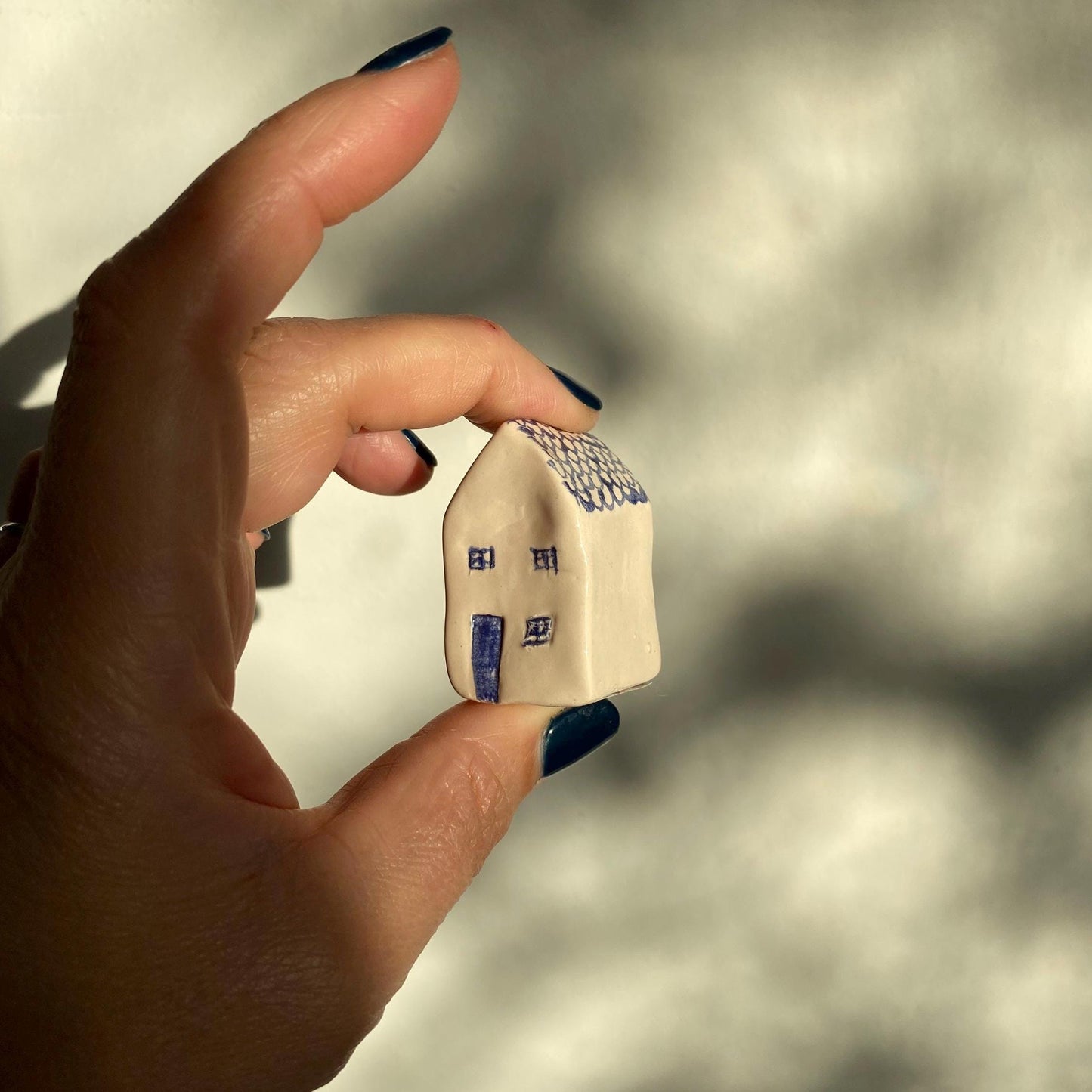Tiny Wonky Ceramic House: Handmade Clay Village Shelf Decor