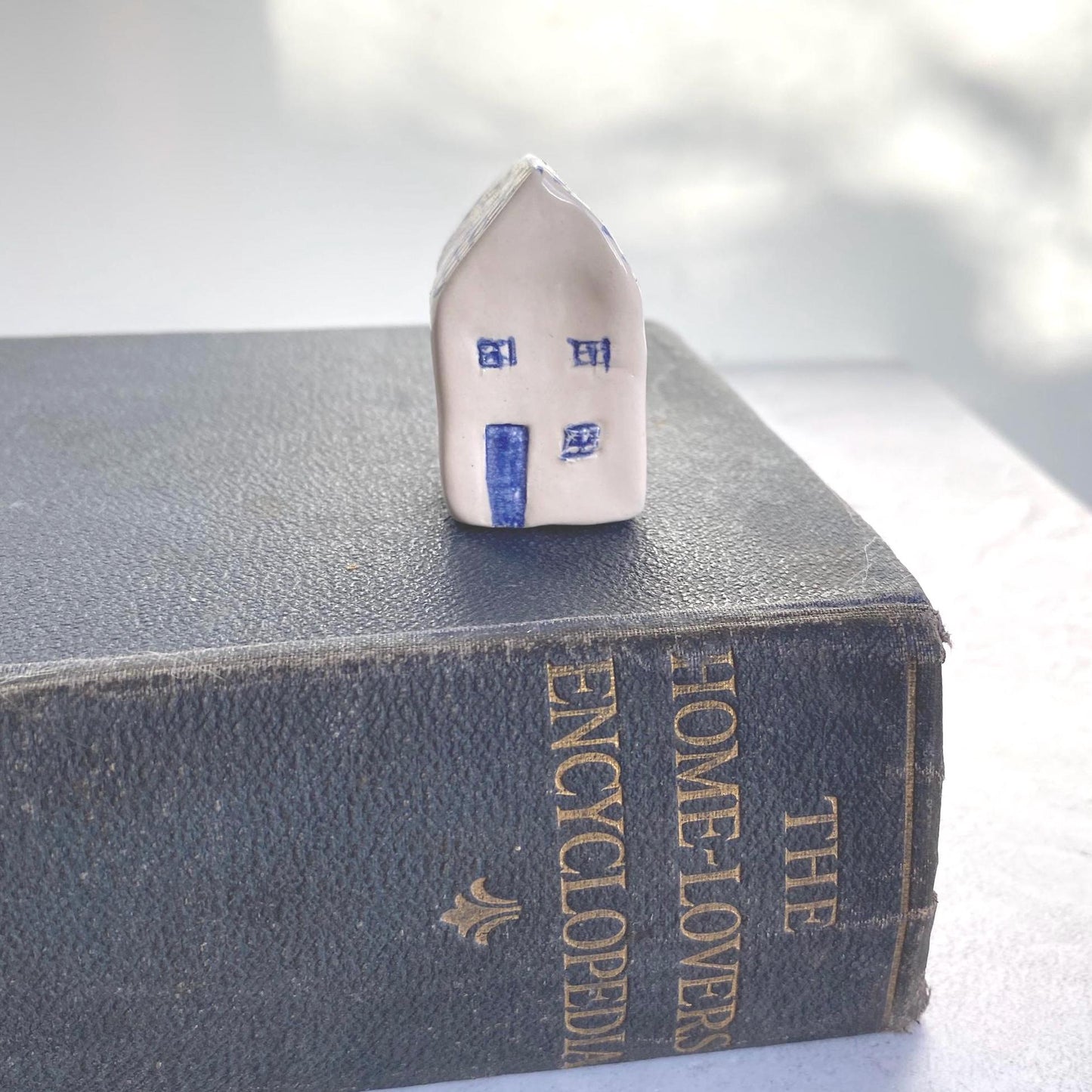 Tiny Wonky Ceramic House: Handmade Clay Village Shelf Decor
