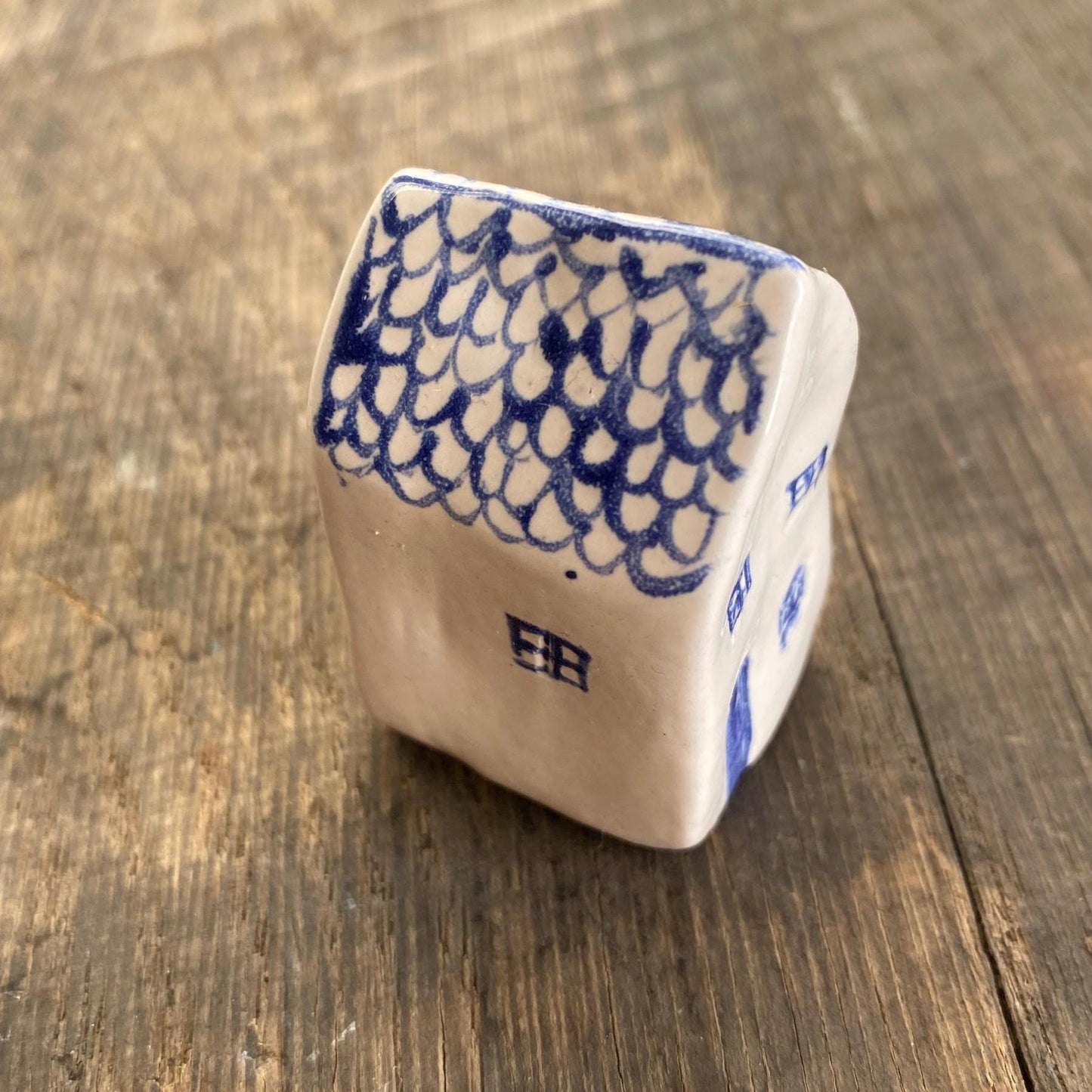 Tiny Wonky Ceramic House: Handmade Clay Village Shelf Decor