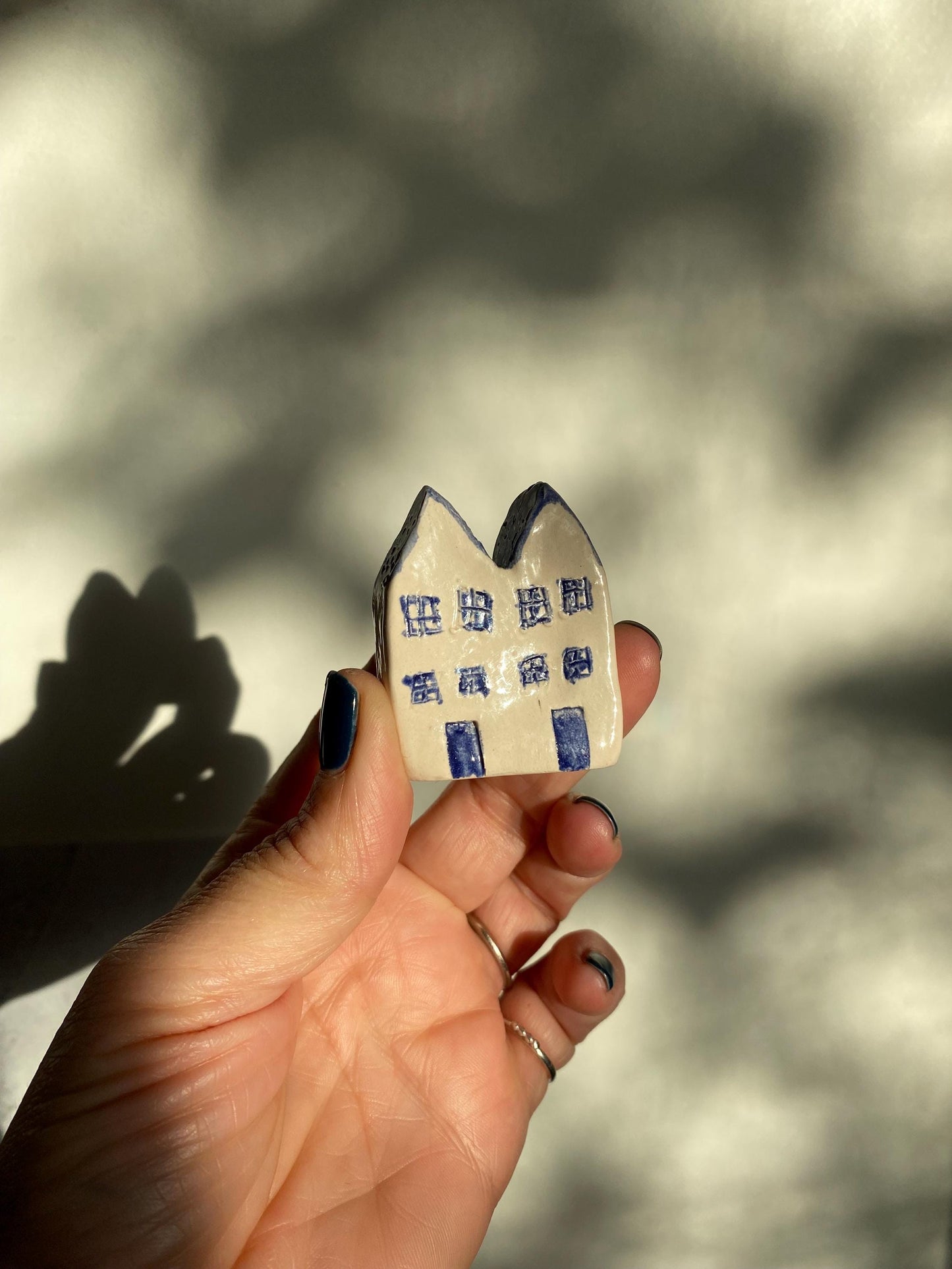 Tiny Wonky Ceramic House: Handmade Clay Village Shelf Decor