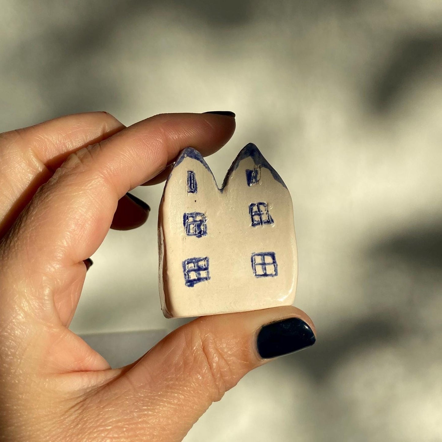 Tiny Wonky Ceramic House: Handmade Clay Village Shelf Decor