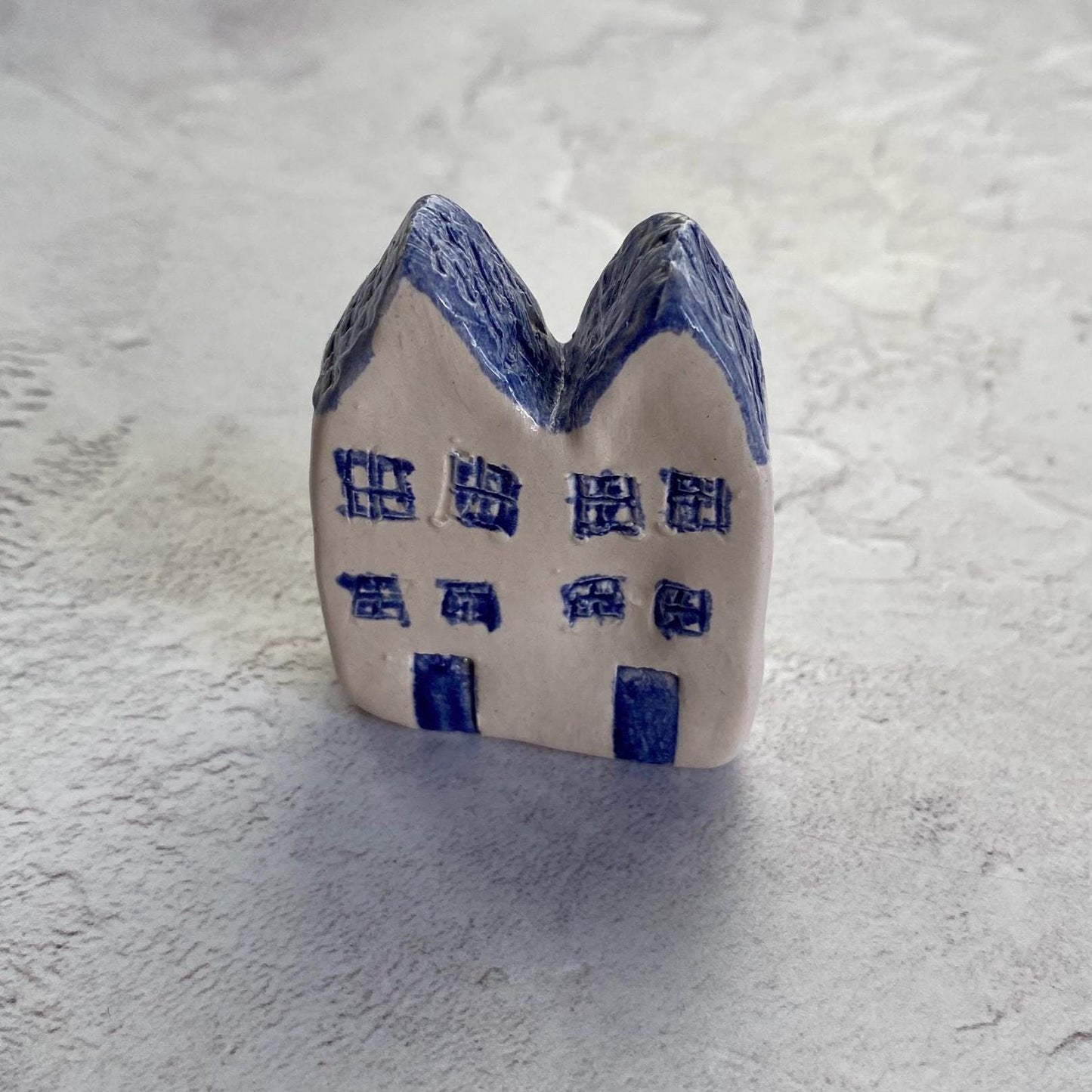 Tiny Wonky Ceramic House: Handmade Clay Village Shelf Decor