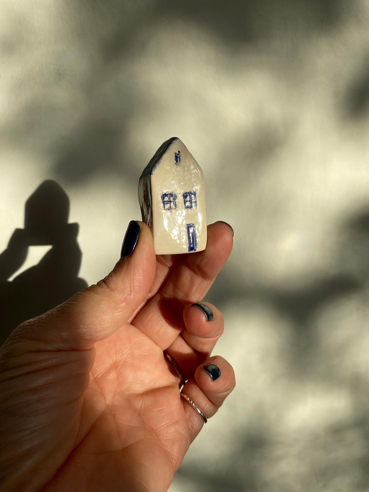 Tiny Wonky Ceramic House: Handmade Clay Village Shelf Decor